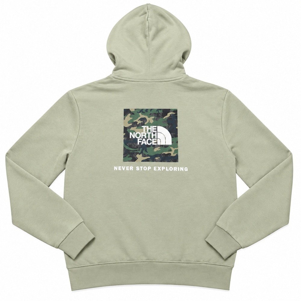 The North Face Evo Box Camo Mens Hoodie XXL Gravel Beige Fleece Pullover